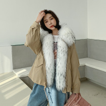 KC home 2020 winter new fashion Parker dress womens short small detachable otter rabbit fur grass liner jacket