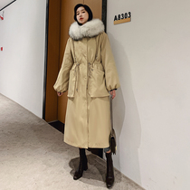 KC home 2021 new coat Parker service womens super long knee otter rabbit fur grass liner down jacket