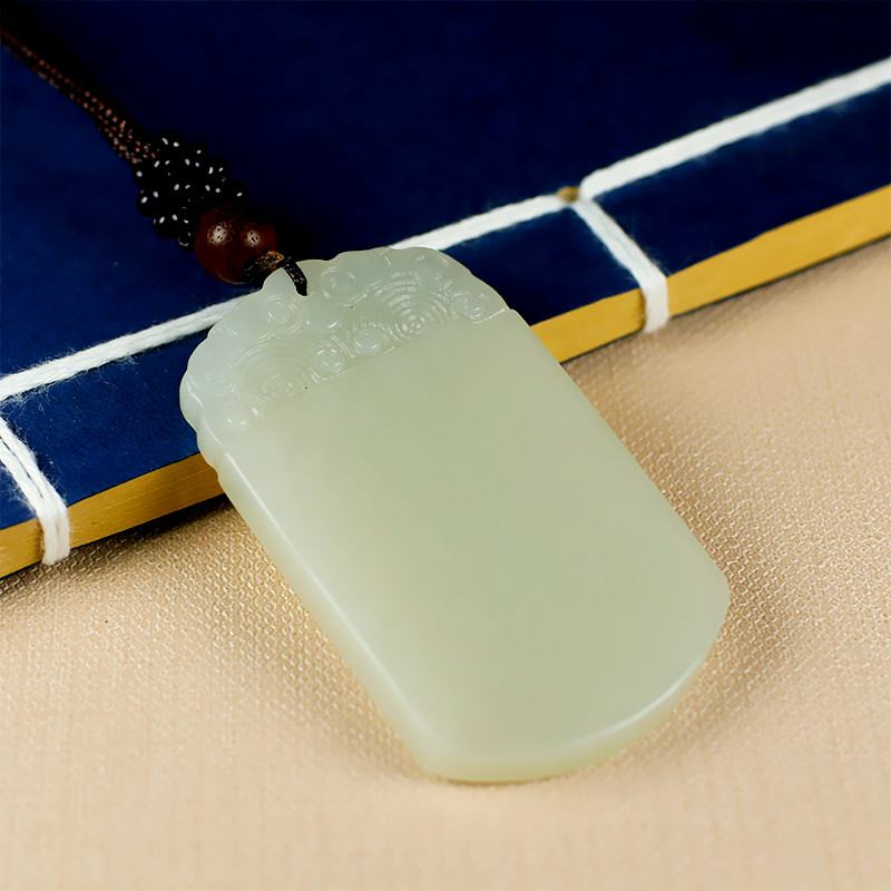 Peace card Peace card Hetian jade pendant Jade brand men's and women's jade wear necklace pendant jade pendant natural