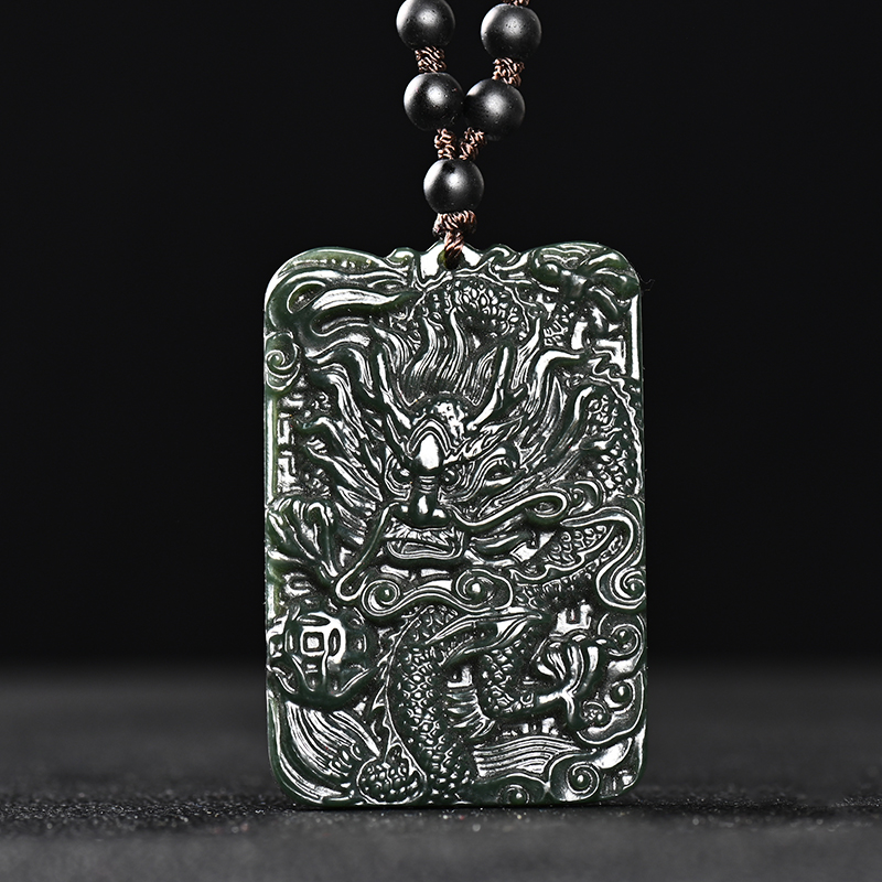 Dragon and Phoenix Jade Brand Men's and Women's Personality Jade Pendant Listed Large Jade Necklace Dragon and Phoenix Chengxiang Natural Hetian Jade