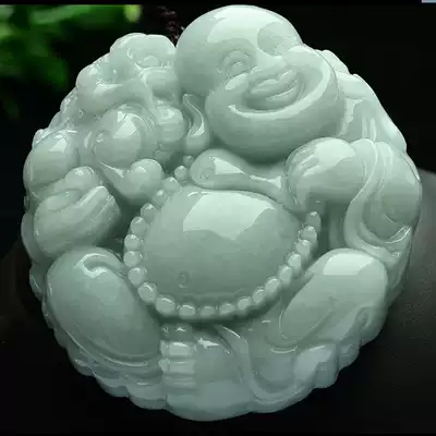 Big belly Maitreya Buddha pendant Jade Buddha female men's model natural jade Jade A goods necklace Jade large jade pendant
