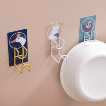 Home Toilet Free of perforated washbasin hooks Kitchen Stainless Steel No-scratched Sticky Hook Bathroom-Hanging Tub Rack