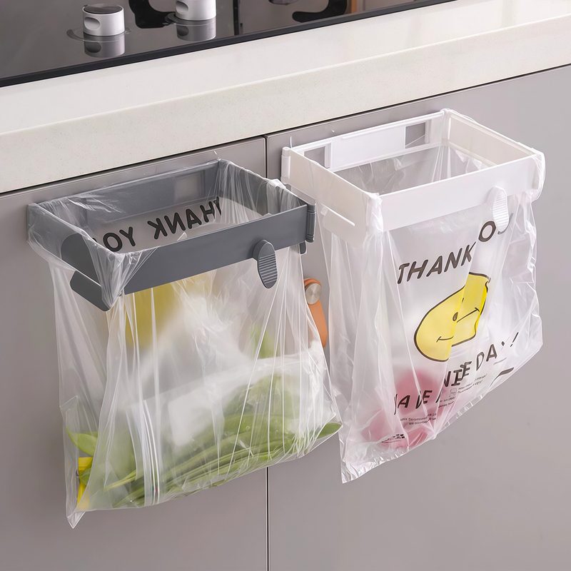 Foldable Trash Can Storage for Home Use, Cabinet Door Wall-Mounted Plastic Bag Holder, Kitchen Storage Garbage Bag Rack