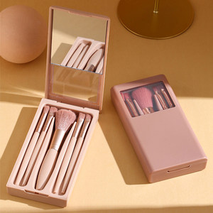 Mini Portable Makeup Brush Set, Complete Set of Tools, Genuine Ultra-Soft Bristles, Storage Box, Loose Powder Brush for Beginners