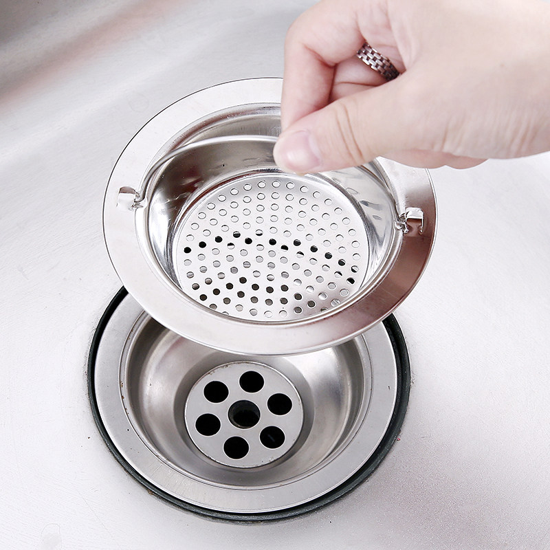 Stainless steel sink filter kitchen dishwash pool anti-blocking water wash basin leakage waterway hair filter