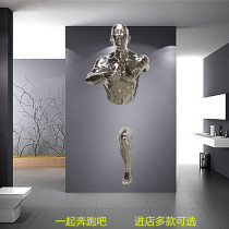 Running through the wall creative figures wall wall decoration FRP sculpture electroplating decorations office conference room background wall