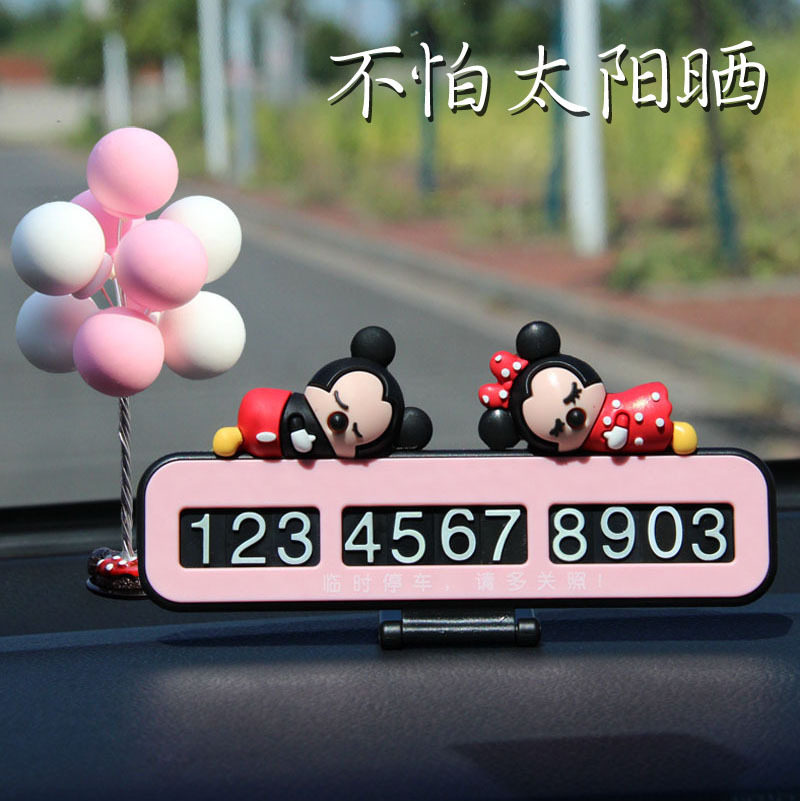 Car Decoration Temporary Parking Phone Number Plate Mickey Shift Car Card Goddess Car Interior Decoration Supplies Daquan