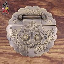 Camphor wood box Copper accessories Antique box buckle Lock buckle buckle box Wooden box Copper jewelry Old-fashioned furniture vintage lock piece lock nose