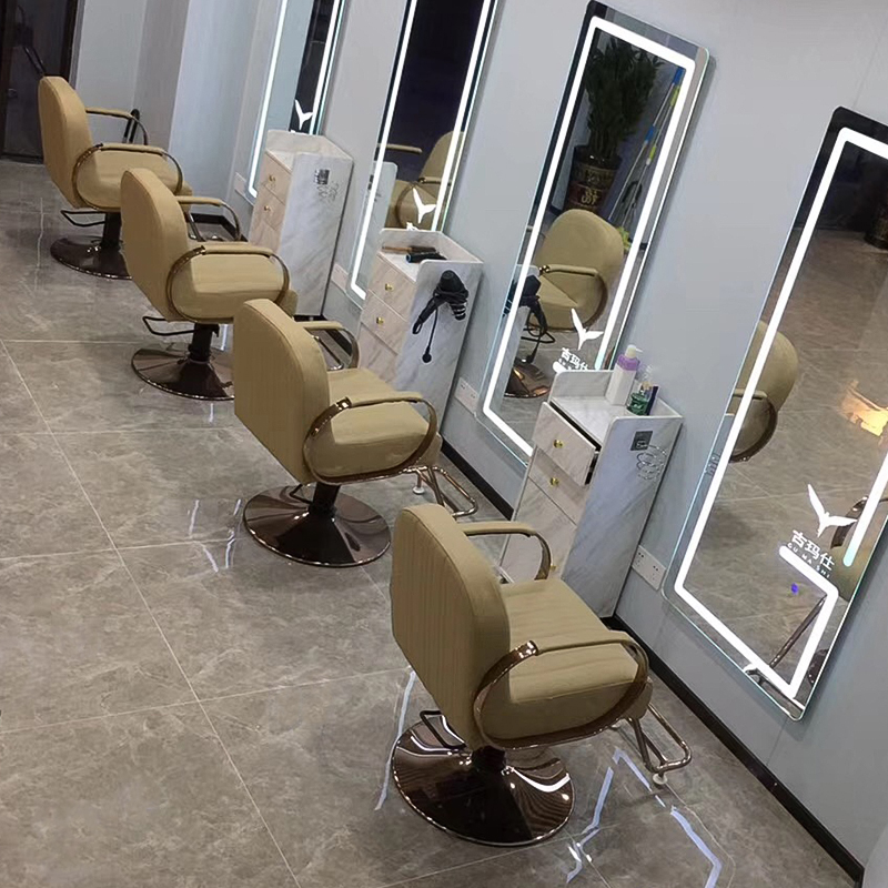 Hui Laid Red Beauty Hair Shop Chair Hair Salon Lifting Swivel Stainless Steel Electroplating Hairdreschair Official standard