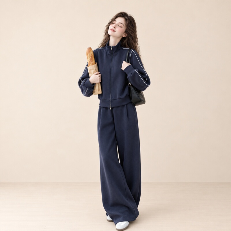 Lum Korean Casual Sportswear Set for Women, Autumn 2026 New Style, Very Stylish, Age-Reducing Sweatshirt and Long Pants Two-Piece Set