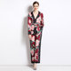 2023 Fashion Suit Collar Printed Shirt Two-piece Set Casual High Waist Straight Leg Wide Leg Pants