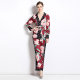 2023 Fashion Suit Collar Printed Shirt Two-piece Set Casual High Waist Straight Leg Wide Leg Pants