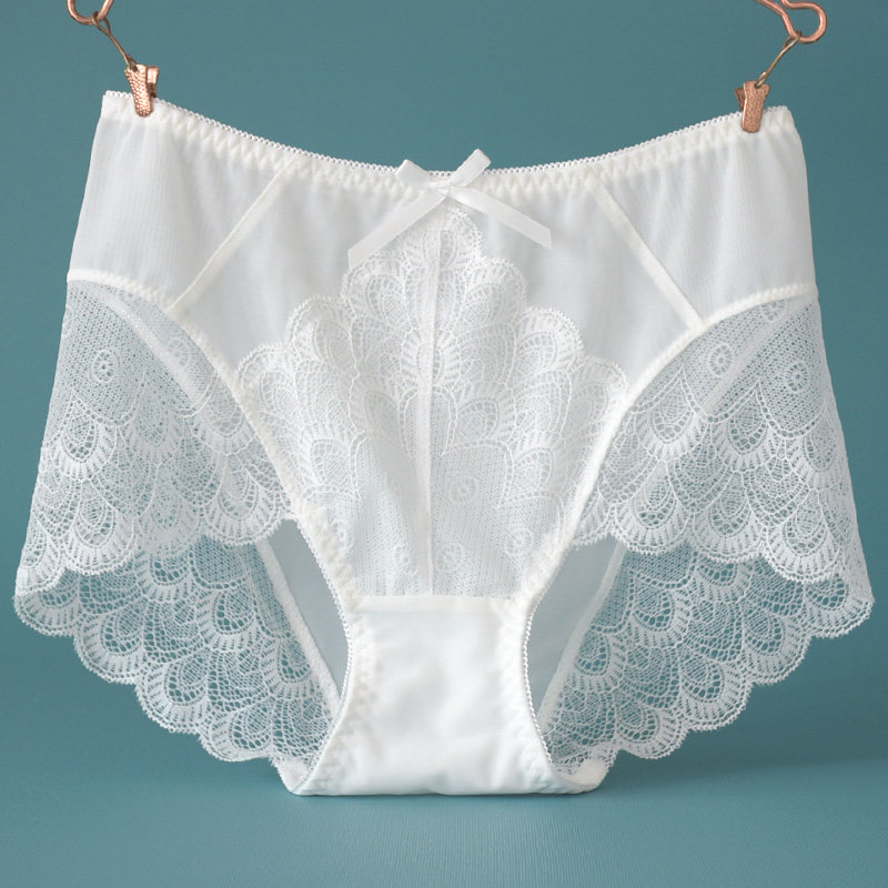 3 strips of sexy women's underwear net yarn lace fabric loose white black small four-corner pants head speed dry medium-high waist