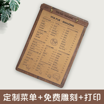 Black Walnuts Solid Wood Custom Design Making Menu Price List A4 Restaurant Milk Tea Western Meal Coffee Price Display Cards