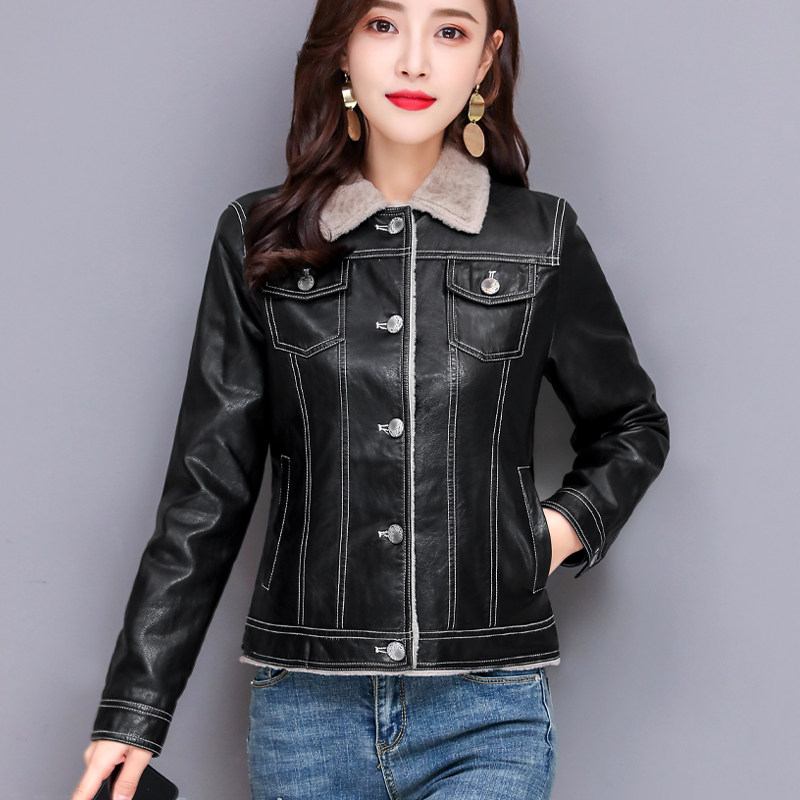 2021 Fall new Hainen genuine leather woman short Skinder Han version sheep Pippa fur integrated small jacket tide