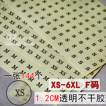 1 2CM transparent black character size label spot clothing adhesive circular code number sticker tag number