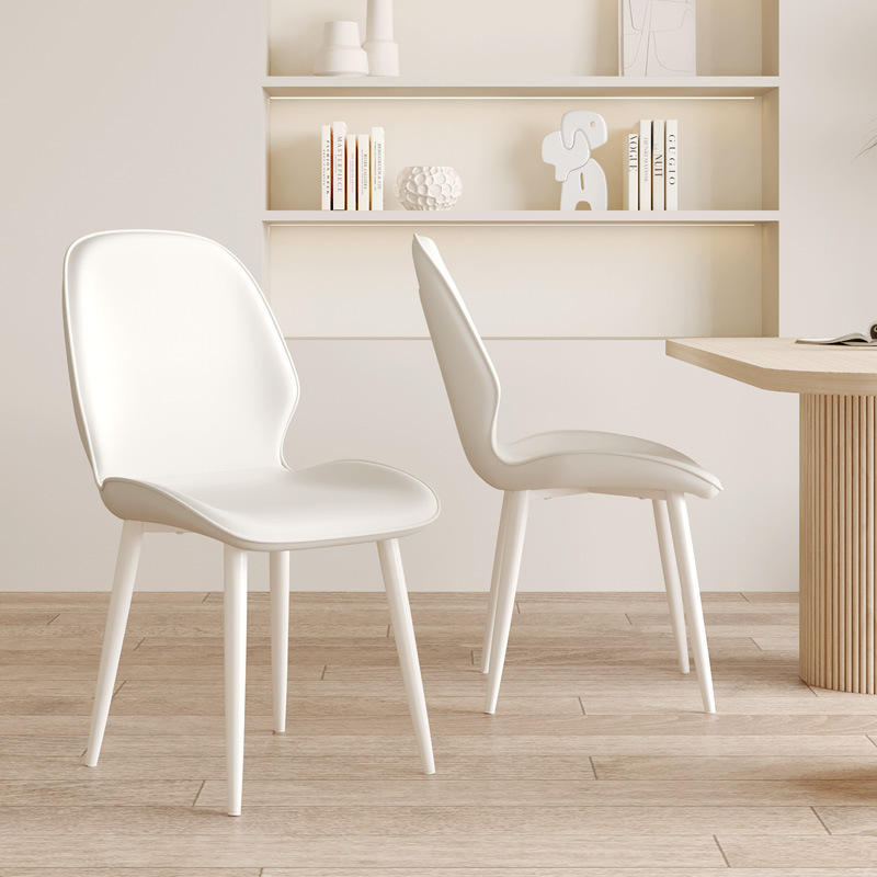 Cream-Style Dining Chair for Home Living Room, Dining Table Stool with Backrest, Hotel Restaurant White Chair, Light Luxury High-End Makeup Chair