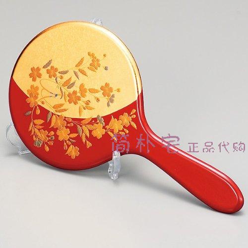 : Japan imported fine lacquerware pure handmade gold leaf half moon hand mirror Japanese style make-up mirror