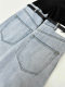 Stitching jeans women's black denim high waist wide leg pants thin belt decoration casual niche design mopping pants trendy