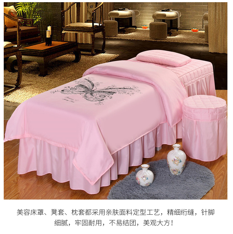Perry Home Dệt Pink Jade Beauty Bed Cover Bốn mảnh Set Body Salon Massage Trị liệu Giường vuông đầu ga giường spa giá rẻ
