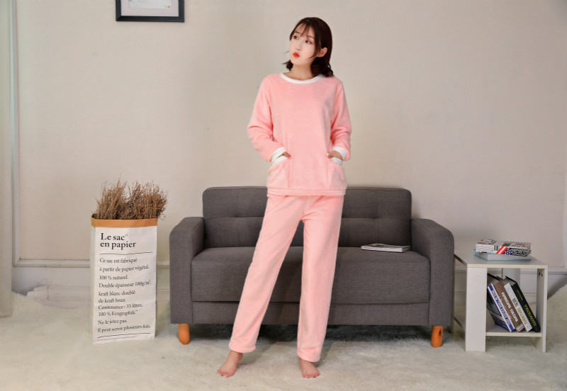 Bộ đồ ngủ nữ mùa thu flannel dày tay dài phù hợp với phiên bản Hàn Quốc ngọt ngào và dễ thương có thể mặc mùa đông trong nhà pijama lụa ngắn