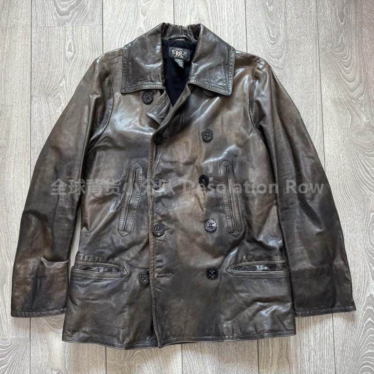 现货RRL Vintage Leather Peacoat 老款手擦740皮衣