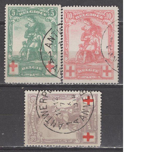 H7-21 Belgium Stamp 1914 Red Cross 3 Fully Postmarked~128 H7-21 Belgium Stamp 1914 Red Cross 3 Fully Postmarked~128