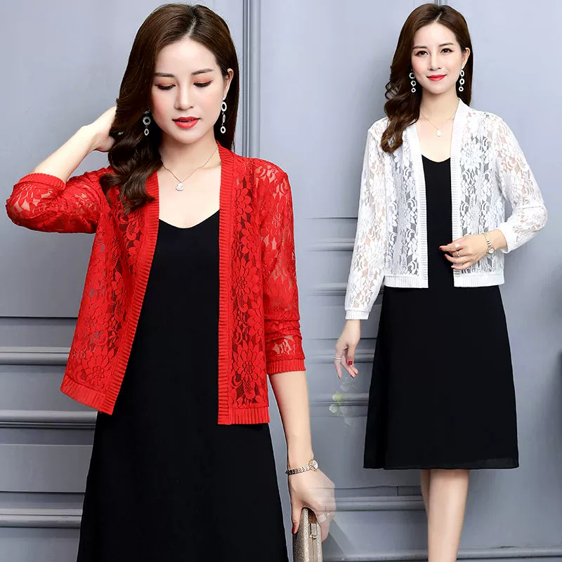 2020 mùa xuân và mùa hè mới áo khoác ren khăn choàng chống nắng quần áo mỏng cardigan của phụ nữ kích thước lớn quần áo phụ nữ nhỏ bên ngoài của phụ nữ đoạn ngắn - Áo khoác ngắn