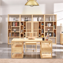 New Chinese style desk calligraphy and painting table solid wood study furniture cover combination Zen model room B&B solid wood furniture