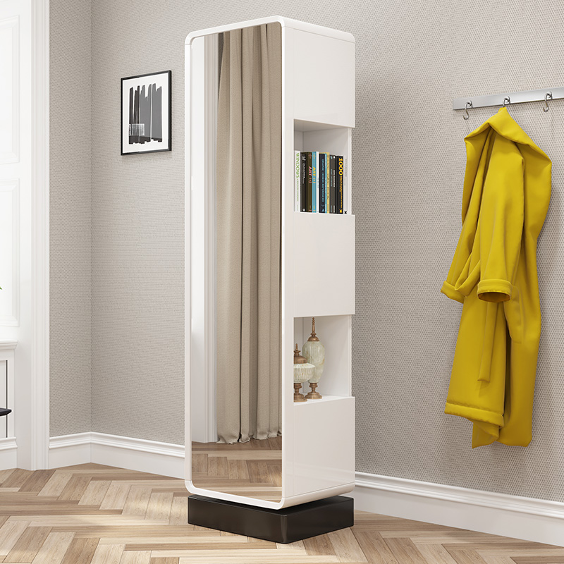 Mirror full-length mirror floor mirror household light luxury dressing mirror cabinet one girl bedroom fitting mirror storage cabinet rotating