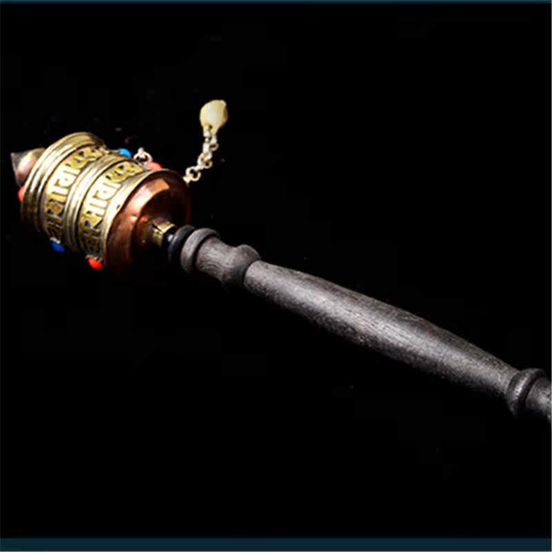 Tibetan instrument Nepalese hand-made pure copper hand-rolled prayer wheel turning wheel mani wheel