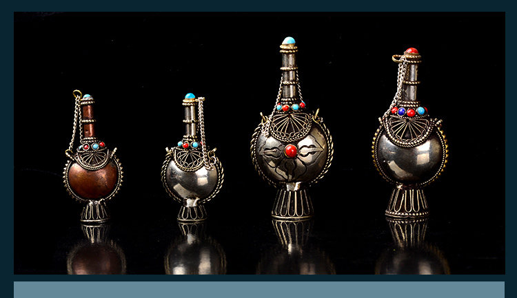 Tibet Nepal Crafts Gift Hem WHITE BRONZE RETRO VEGETARIAN NOODLES PURE HANDMADE NOSE SMOKE POT SMALL NOSES SMOKE POT