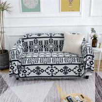 Nordic ins style Foreign trade black geometry double-sided simple sofa blanket piano blanket sofa cushion full cover sofa towel line blanket