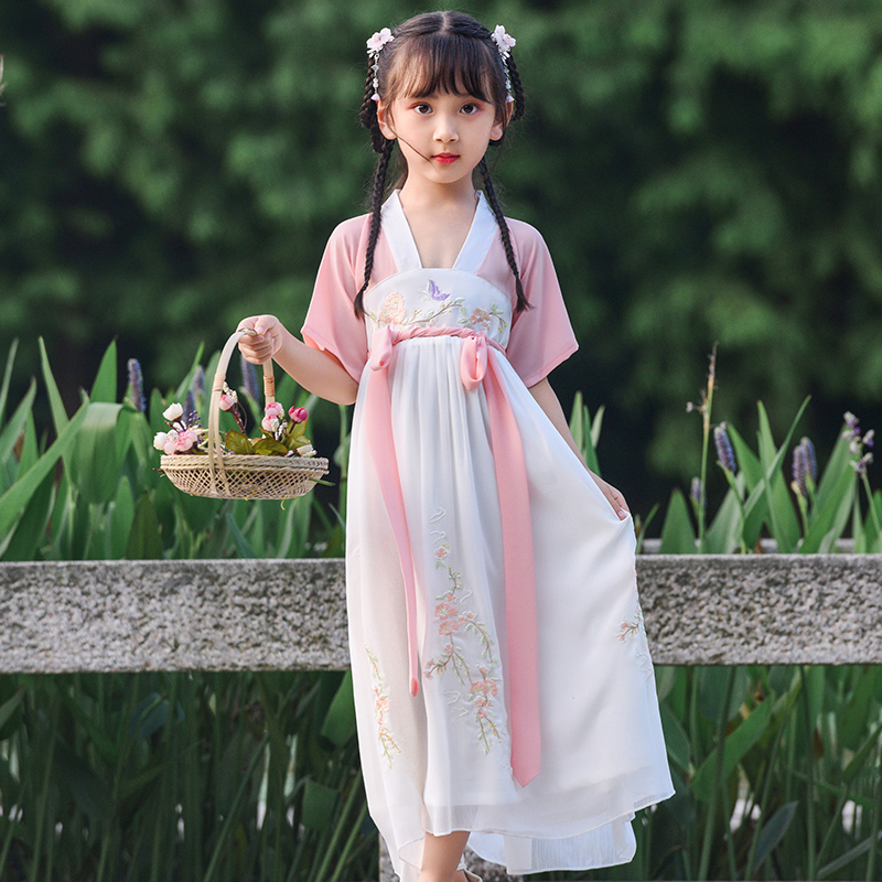 cô gái váy Trung Quốc và trẻ em siêu cổ tích Trung Quốc gió kiểu ngực váy đầm mùa hè váy công chúa mỏng cổ váy chảy.