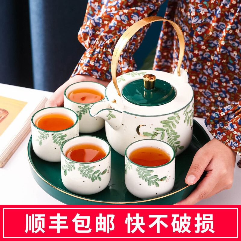 Nordic tea set ceramic home living room simple cups with bubble teapot flower teapot set cup English afternoon tea cup