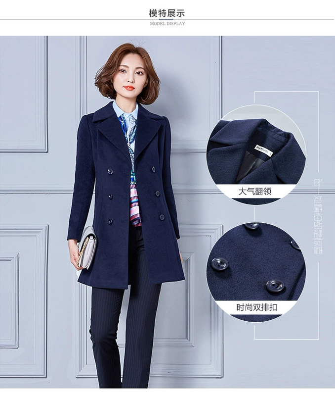 Cộng thêm áo khoác nhung nữ màu đen mới trong phần dài của đồng phục công sở áo len chuyên nghiệp mùa đông