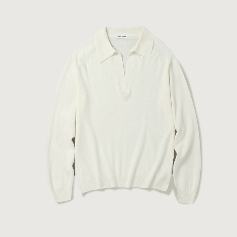 Riches Maitine Aurale Style 100% Sheep Wool Knit Sweater Seagull V-Neck Old Money Style Sweater Long Sleeve