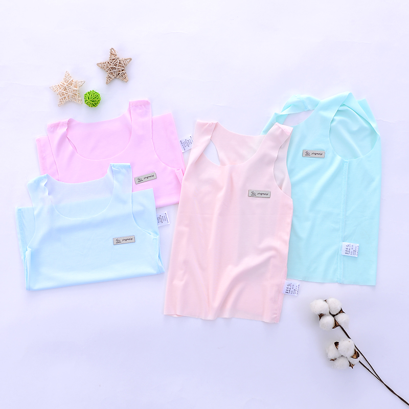 Baby Maggie casually cut camisole children's modal hurdle no trace boneless vest summer ultra-thin shoulder strap vest