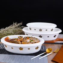  Dry pot alcohol candle heating furnace insulation dish plate fish plate pot bowl Household hotel tableware Plum blossom ceramic Ming furnace