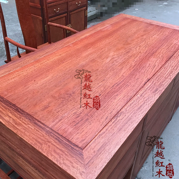 Gỗ hồng mộc Miến Điện gợn sóng phòng học đồ nội thất bàn ba bộ tủ sách kết hợp gỗ hồng mộc lớn giường gỗ đẹp
