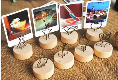 Japan ZAKKA style round pastoral creative log wrought iron photo paper clip Stand up Polaroid photo clip