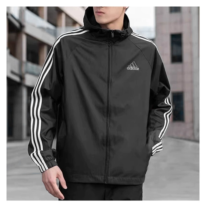 Áo khoác Adidas Adidas nam mùa xuân mới có mũ trùm đầu áo khoác dệt thể thao HE4322