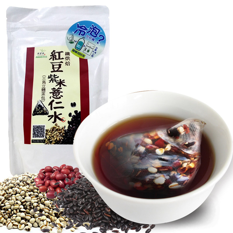 Taiwan Ahua Shi Red Bean Purple Rice Coix Seed Water Triangle Tea Bags Instant Tea Drink 12 Pack Breakfast Tea Hu Bingqing's Same Style