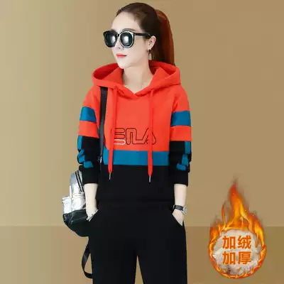 2021 autumn and winter New Spring Autumn small man women's designer casual sportswear suit plus velvet thick cotton T