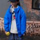 2023 spring children's multi-functional jacket for boys and girls, windproof and waterproof jacket, electric blue, with inner liner, parent-child wear