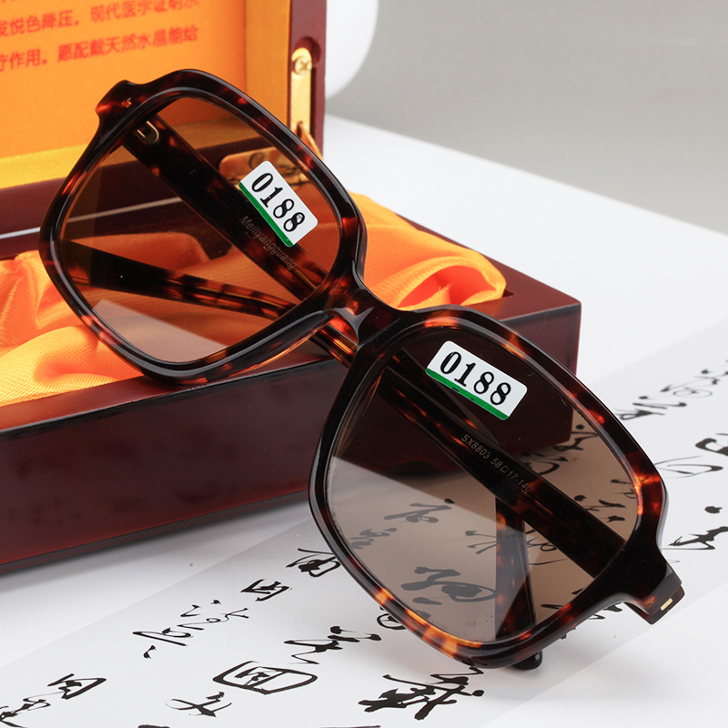 Genuine Natural Crystal Glasses with Certificate, Eye-Catching, Anti-Fatigue Stone Mirror, Men's Acetate Sunglasses, Large Frame
