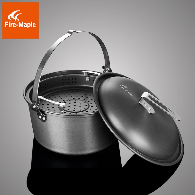 Fire Maple Outdoor Cover Pan Camping hanging steamer Self-driving Barbecue Dinner large soup pot Single saucepan with campfire pot cooker-Taobao