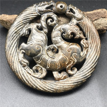 Xiu Jade Pendant White Tiger Retro Jade Pei Brand Imitation Ancient Jade Sculpture Crafts Jade Pendulum Pieces Antique Collection of Ancient jade Old jade