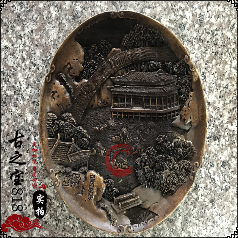 Home Residence Decoration Home Living Room Tea Table Kitchen Stone Sculpted Plate Thickened Round Fruit Tray Nursery Tray Creative Modern Nostalgia