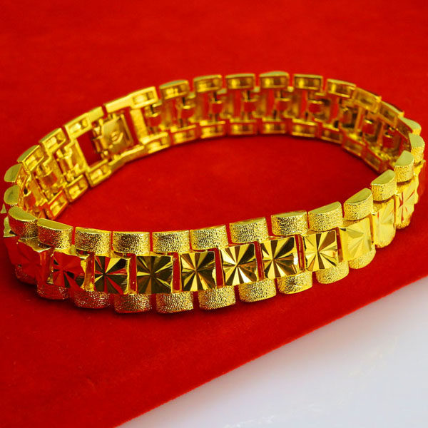 Heart Link 22K 23K 24K THAI BAHT YELLOW GOLD GP Bracelet Jewelry Women 7  inch | eBay